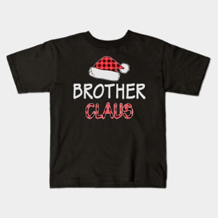 Brother Claus Red Plaid Santa Hat Matching Family Christmas Gifts Kids T-Shirt